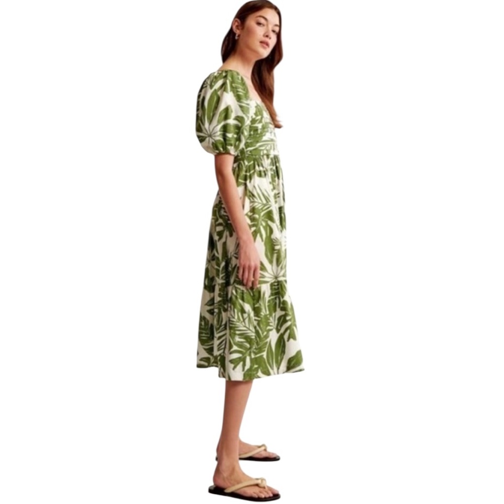 Abercrombie & Fitch Green Leaf Print Midi Dress - Picture 4 of 13